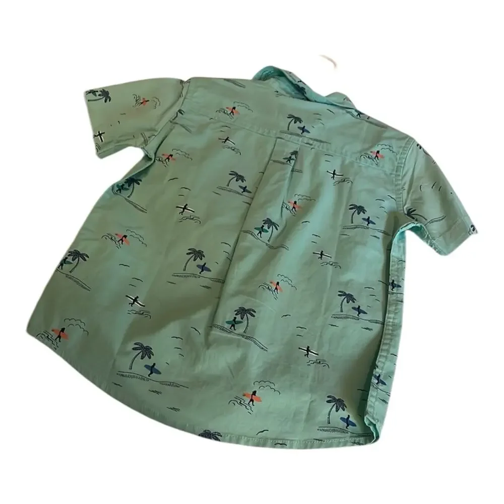 The Children's Place Green Dinosaur Button Down Shirt
